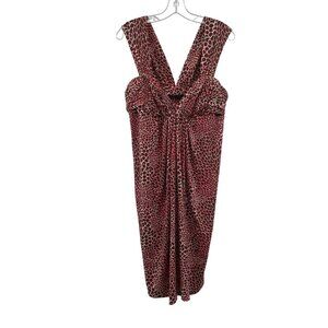 BCBG Maxazira Multicolor Print Sheath Dress Sleeveless V-Neck Size Large